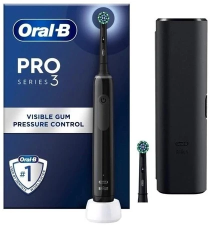 ORAL-B BRAUN SZCZOTECZKA ELEKTRYCZNA PRO3 3500 BLACK D505.513.3X (1x rączka, 2x koń.SENSI, 1x etui,  ładowarka)