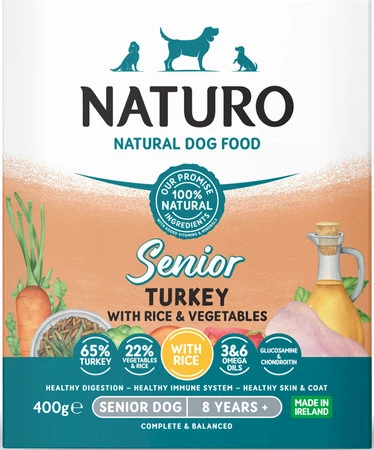 NATURO Senior Dog Indyk Ryż Warzywa tacka 400g