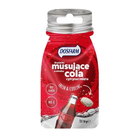 Zestaw 5x Drażetki musujące o smaku coli, cytryny i mięty z witaminą C, 16g