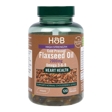 High Strength Cold Pressed Flaxseed Oil 2000 mg na wsparcie zdrowia serca 120 kaps. vege