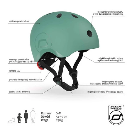 SCOOTANDRIDE Kask S-M dla dzieci 3+ Forest