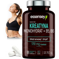 Essensey Kreatyna Monohydrat + Witamina B5 i B6 - 90 kaps.