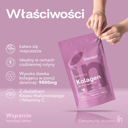 Intenson Kolagen + witamina C + kwas hialuronowy 250g