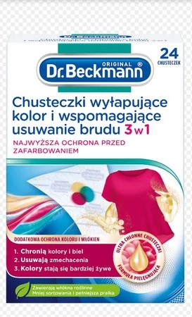 Dr. Beckmann Chusteczki wyłapujące kolor i brud 24 szt.  3w1