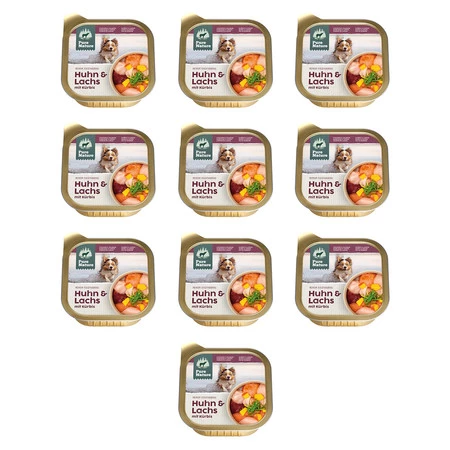 Zestaw 10x PURE NATURE DOG Huhn Lachs - kurczak i łosoś z dynią dla dorosłych psów (150g)