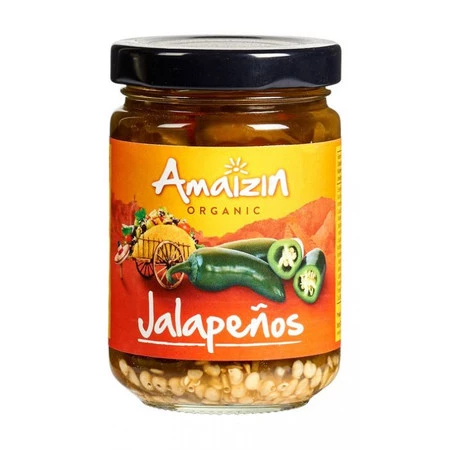 PAPRYKA JALAPENO ZIELONA KROJONA W ZALEWIE BIO 150 g (60 g) - AMAIZIN