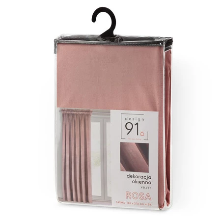 ZASŁONA GOTOWA D91 ROSA NA TAŚMIE 135 X 300 CM CIEMNORÓŻOWY