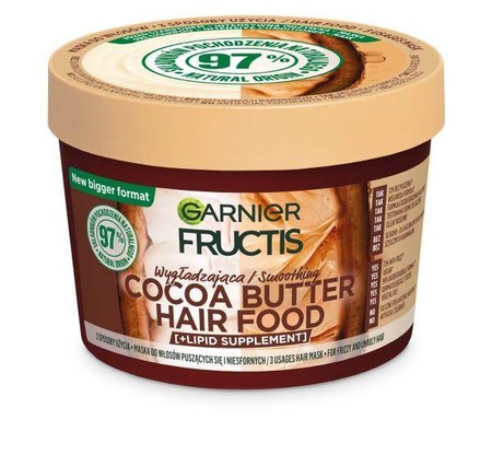 Fructis Hair Food Maska wygładzająca do włosów puszących się i niesfornych - Cocoa Butter 400ml