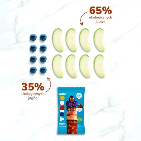 Smileat Triboo, BIO Sminolas, Żelki owocowe bez cukru Jabłko i Jagoda, 25g