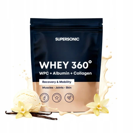 Supersonic Food WHEY 360° odżywka białkowa WPC 80 - 500g smak Lody waniliowo-śmietankowe