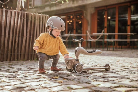 SCOOTANDRIDE Highwaykick 1 Lifestyle 2w1 Jeździk i hulajnoga z zamykanym schowkiem 1-5 lat Brown Lines