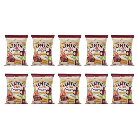 Zestaw 10x Chipsy z czerwonej soczewicy o smaku bekonu 100 g