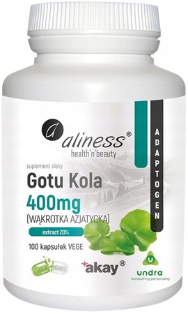 Aliness Gotu Kola (Centella asiatica, wąkrotka azjatycka) 400 mg x 100 Vege caps