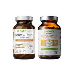 Zestaw Biowen: 1x Inozytol Complex+ 100 kaps. i 1x Kurkuma C3 Complex+ na wsparcie prawidłowego trawienia 60 kaps.