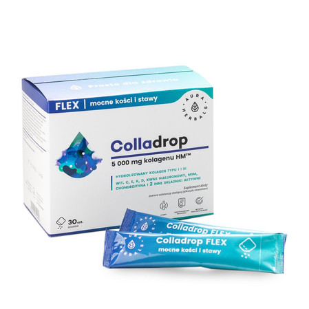 Zestaw 2x Aura Herbals Colladrop Flex kolagen morski 5000mg - 30 saszetek
