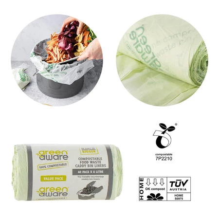 GreenAware, Kompostowalne worki na odpady spożywcze, 8L, 40szt.