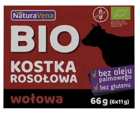 KOSTKA ROSOŁOWA WOŁOWA  BEZGLUTENOWA BIO 66 g - NATURAVENA