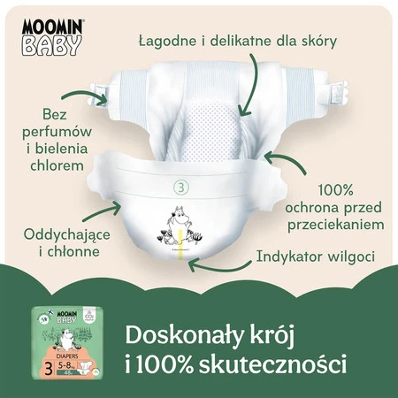 MOOMIN Baby, Pieluszki 3 MIDI 5-8 kg, 48 szt. EKO