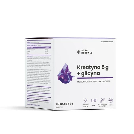 Aura Herbals Kreatyna 5 g, monohydrat + glicyna, saszetki 30 szt.