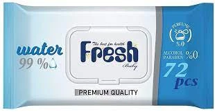 Fresh Baby Water 99% Chusteczki nawilżane z klipsem 72 szt.