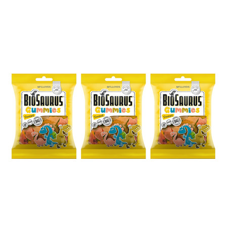 Zestaw: 3x Żelki słodkie BEZGL. BIO 80 g BioSaurus