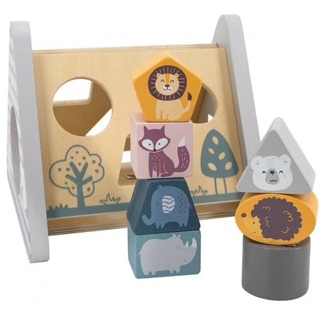 Viga PolarB Drewniany edukacyjny sorter z klockami piramida