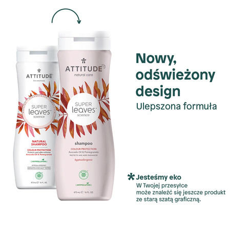 Attitude, Szampon do włosów farbowanych z Olejkiem z Awokado, 473 ml