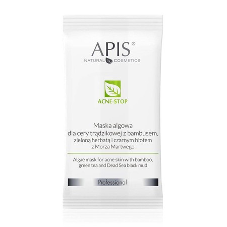 Acne-Stop maska algowa dla cery trądzikowej z bambusem zieloną herbatą i czarnym błotem z Morza Martwego 20g