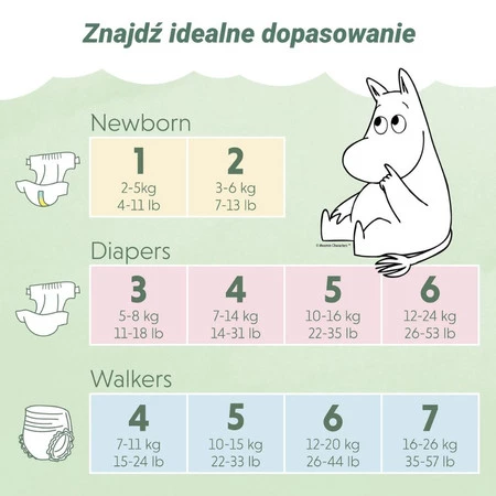 Muumi Baby, Pieluchomajtki ekologiczne 5 (10-15kg), 54 szt. BIG PACK