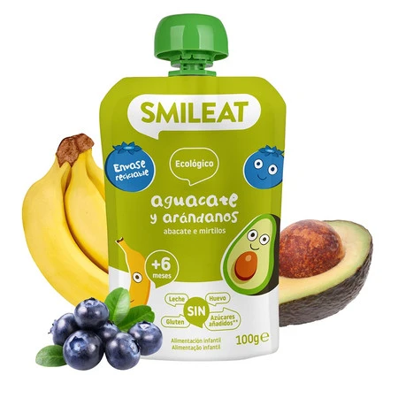 Smileat, BIO Mus z jagodami i awokado 6m+, 100g