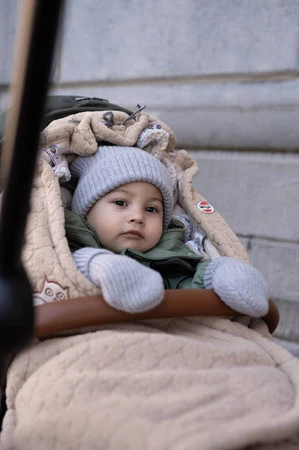 Lodger Rękawiczki niemowlęce z wełny merino 100% szare Drizzle 0-12 m