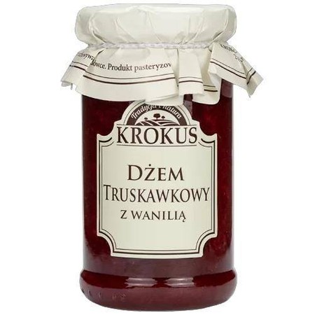 Krokus DŻEM TRUSKAWKOWY Z WANILIĄ O OBNIŻONEJ ZAWARTOŚCI CUKRU BEZGLUTENOWY 235 g