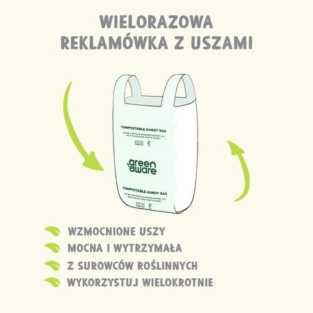 GreenAware, Kompostowalne reklamówki wielokrotnego użytku 30 L, 10 szt.