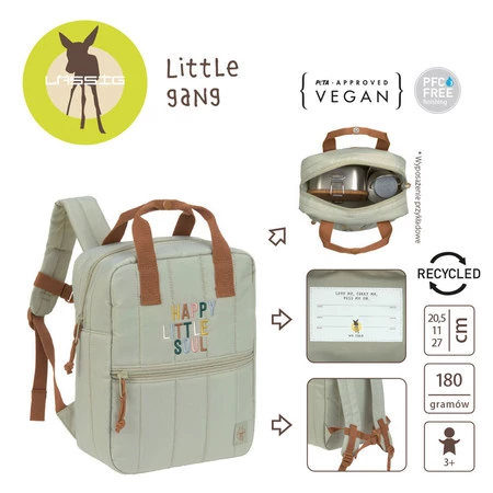 Lassig Plecak mini kwadratowy Little Gang Light khaki