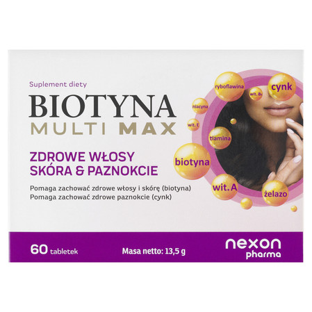 Nexon Biotyna Multi Max na wsparcie włosów, skóry i paznokci 60 tabl.