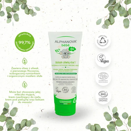 Alphanova Bebe Bio, Balsam oliwny 4w1, wielofunkcyjny, 200 ml