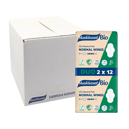 Vuokkoset, BIO, NORMAL WINGS, Podpaski ze skrzydełkami, DUOPACK (2 x 12 szt.)