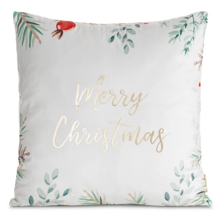 Poszewka świąteczna 45x45 cm – welwetowa ze świątecznym nadrukiem