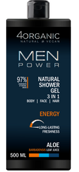 4Organic Naturalny żel pod prysznic Men Power3w1 Energy  500ml