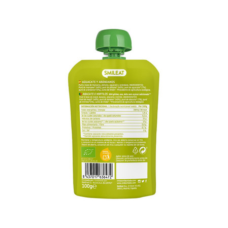 Smileat, BIO Mus z jagodami i awokado 6m+, 100g