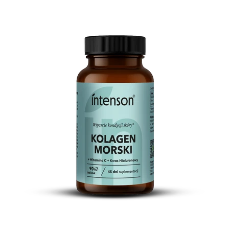 Intenson Kolagen morski Anti-Age z kwasem hialuronowym i witaminą C 500 mg, 90 tabl.