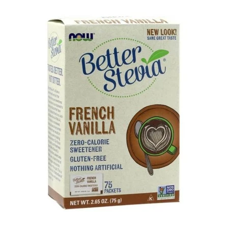 NOW FOODS Better Stevia French Vanilla - Stewia - Naturalny słodzik - Francuska Wanilia (75 saszetek)