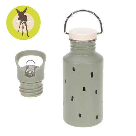 Lassig Bidon ze stali nierdzewnej z dodatkową zakrętką z ustnikiem 500 ml Happy Prints oliwkowy