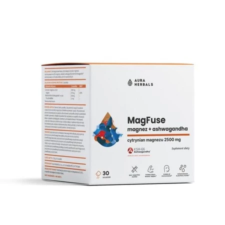 Aura Herbals MagFuse magnez ashwagandha 30 sasz