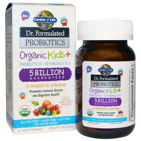 Organic Kids + Probiotics + Vitamins C & D (30 tabl.)