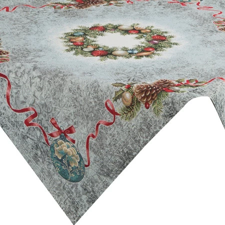 Obrus gobelinowy ze świątecznym wzorem rozm.: 100 x 100 cm, kolor: popielaty