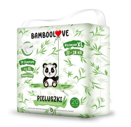 BambooLove - pieluszki jednorazowe z włóknem bambusowym rozm. XL (12-18 kg) 20szt