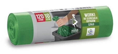 ANNA ZARADNA Worki na śmieci do segregacji odpadów SZKŁO 120L 1op.-10szt. zielone
