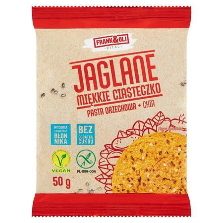 Frank&Oli − Jaglane miękkie ciasteczko Pasta orzechowa + Chia − 50 g