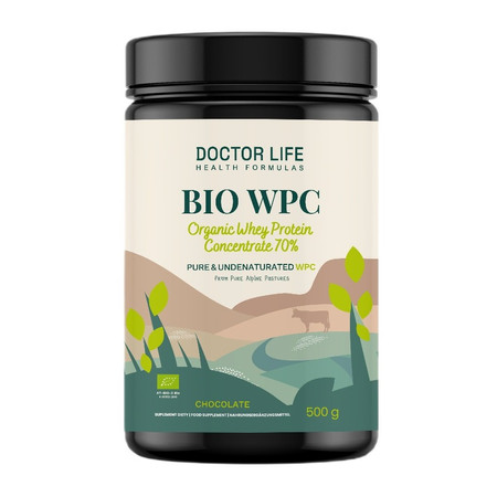 Doctor Life BIO WPC Organic Whey Protein Concentrate odżywka białkowa WPC 70%  - 500g smak czekolada